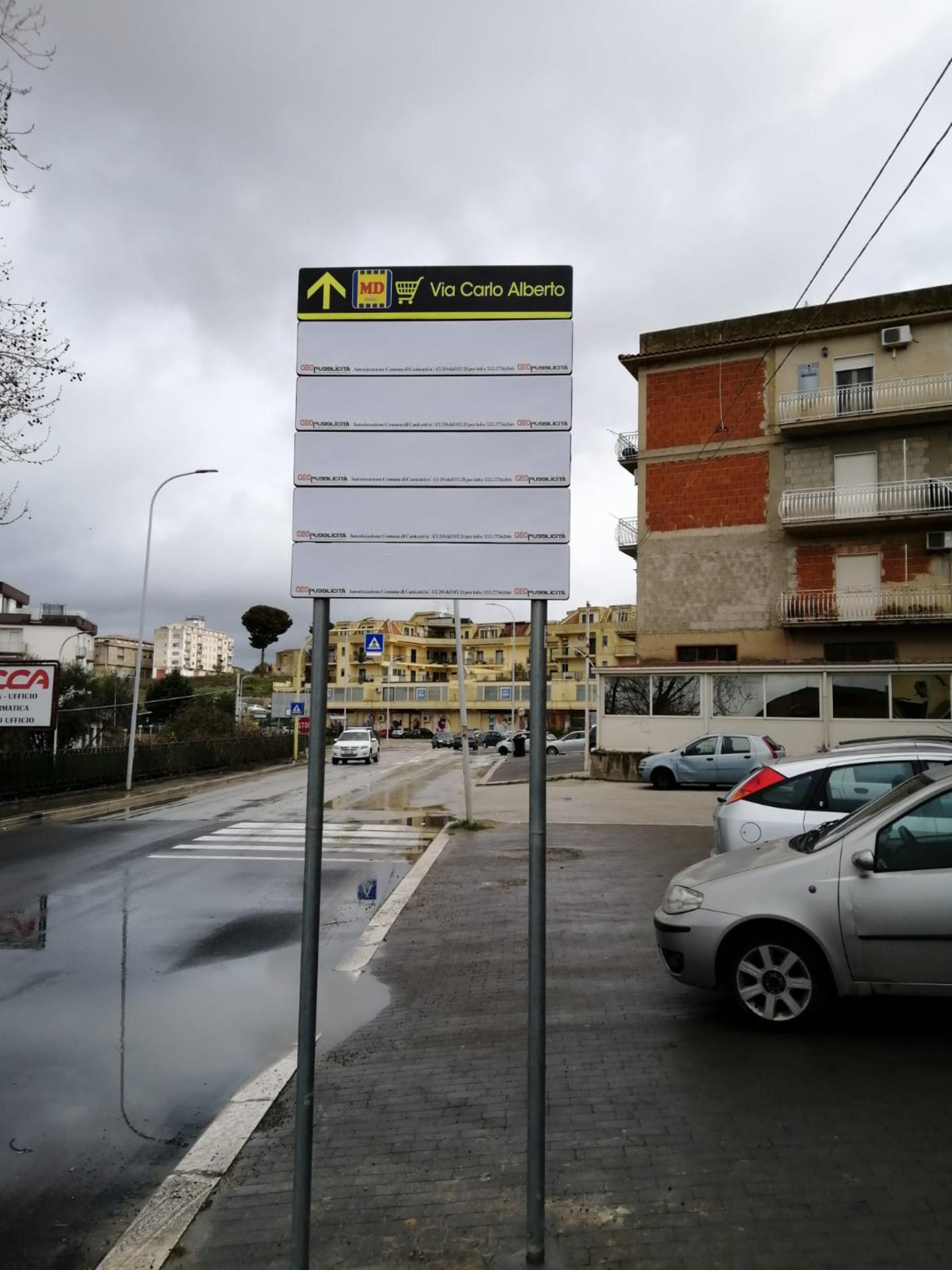 Impianto FRECCE / PREINSEGNE a Canicattì, in zona Supermercato Euro Spin
